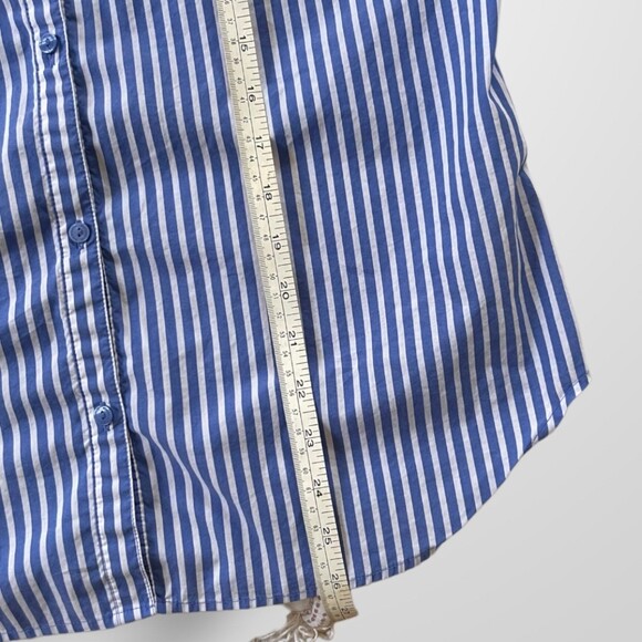 Blue Striped Worthington Button Up Bow Medium - Picture 5 of 5